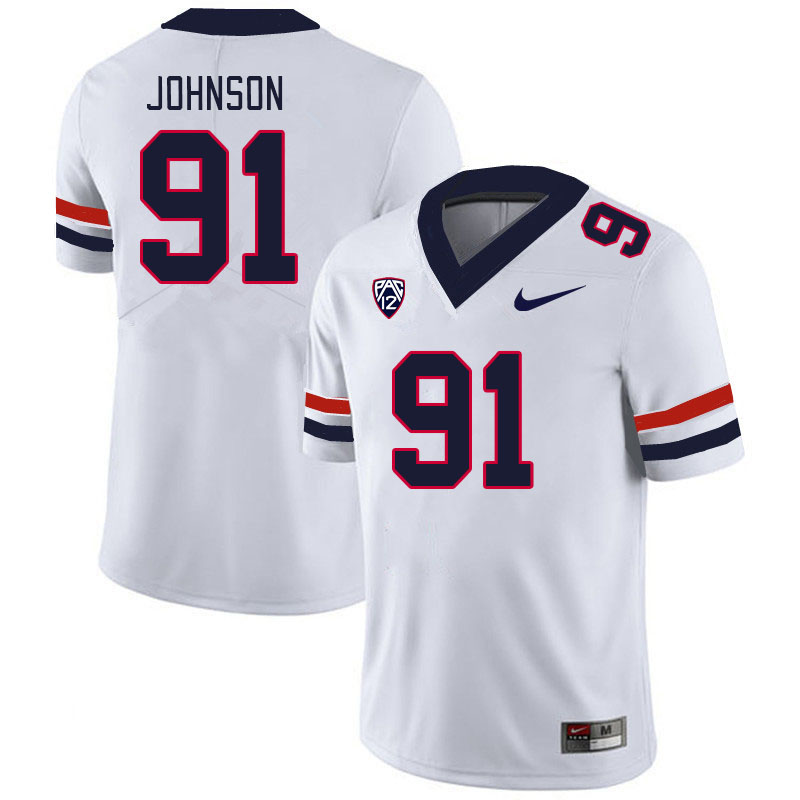 Men #91 Isaiah Johnson Arizona Wildcats College Football Jerseys Stitched-White
